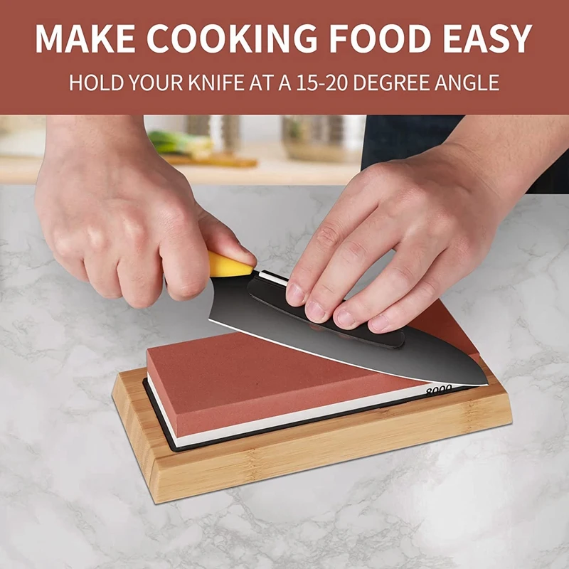 ABXF-Knife Sharpening Stone Kit, 4 Side Grit 400/1000 3000/8000 Whetstone, Professional Whetstone Knife Sharpener Set