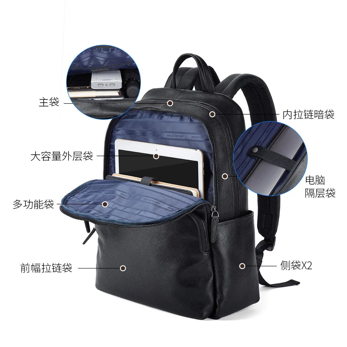 2022 New Backpack Men Genuine Leather Rucksack Fashion Schoolbag For Teenager Boys Travel Bag Male Laptop Backpack Leather Bags