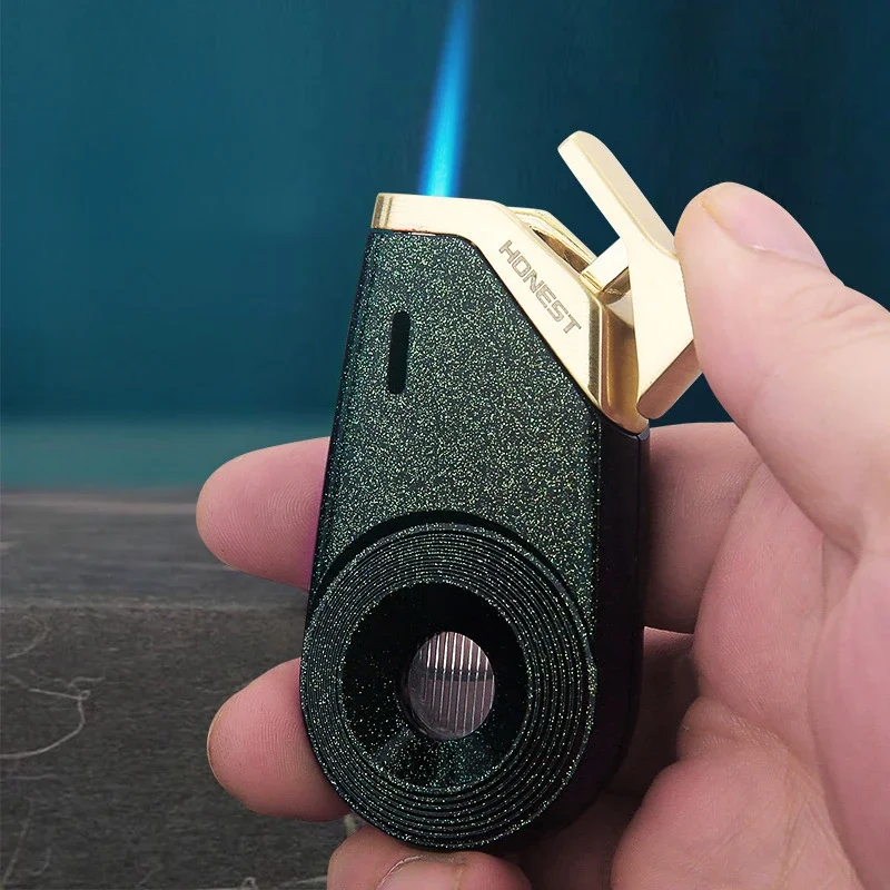 

HONEST Creative Windproof Jet Blue Flame Butane Gas Torch Lighter Visible Gas Window Portable Cigar Lighters Smoking Men's Gifts