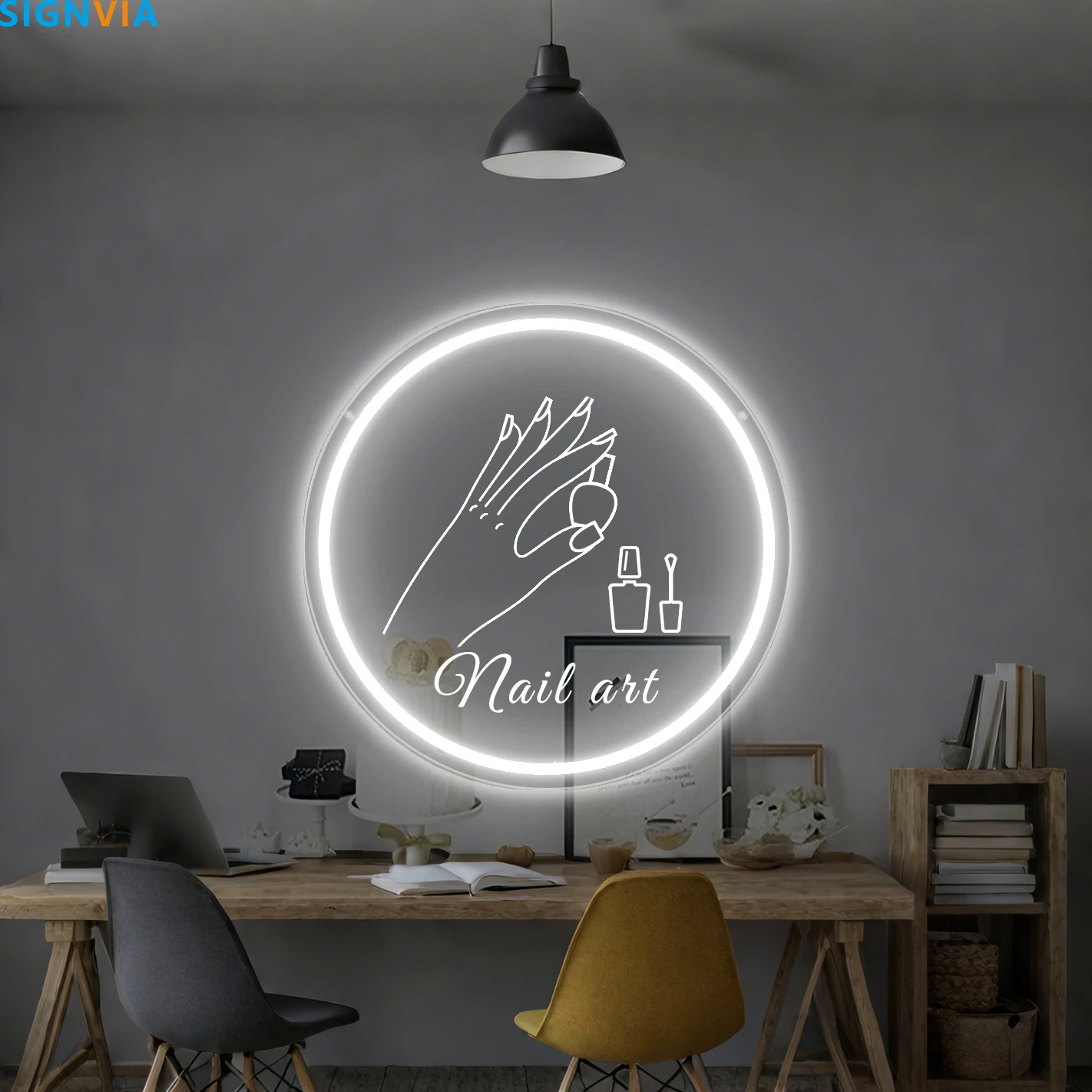 Customizable Nail Art Neon Sign LED Wall Light with Personal Text USB Switch Control Single Non-White Color for Salon Home Decor