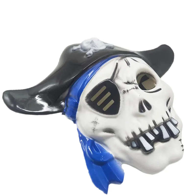 Pirate Mask Halloween Mask One-eyed Skull Head Covering Pirate Captain Cosplay Prop Scary Ghost Plastic Toys Party Supplies