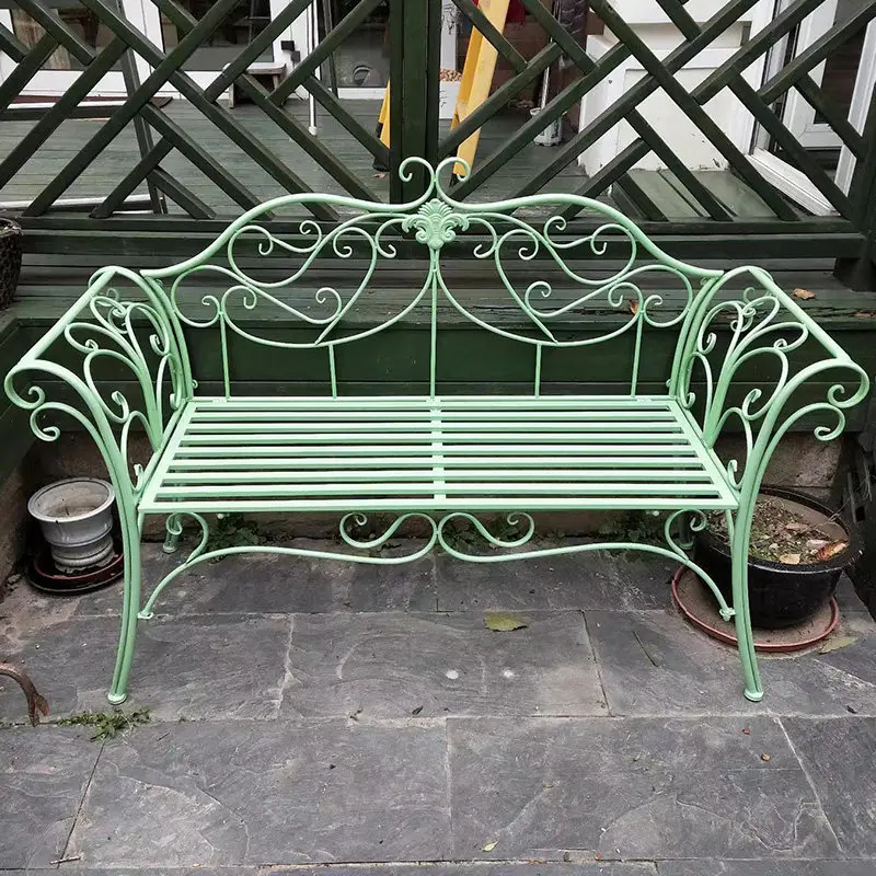 Fashion wrought iron sofa double chair park bench garden balcony outdoor courtyard terrace deck chair promotion thickened