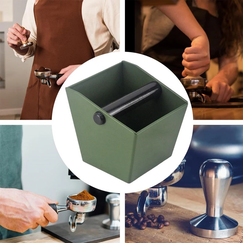 Coffee Knock Box Espresso Coffee Grounds Container Anti Slip Dump Bin Bucket Powder Beveled Coffee Grind Bin Professional Tool