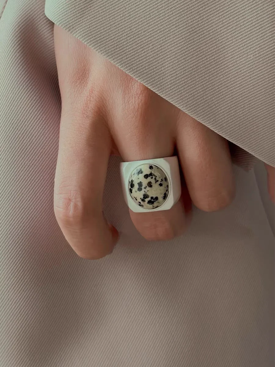 

Латунные квадратные однотонные кольца из натурального камня, Женские Ювелирные изделия в стиле панк, дизайнерский клубный коктейльный бохо, Япония, корейский стиль