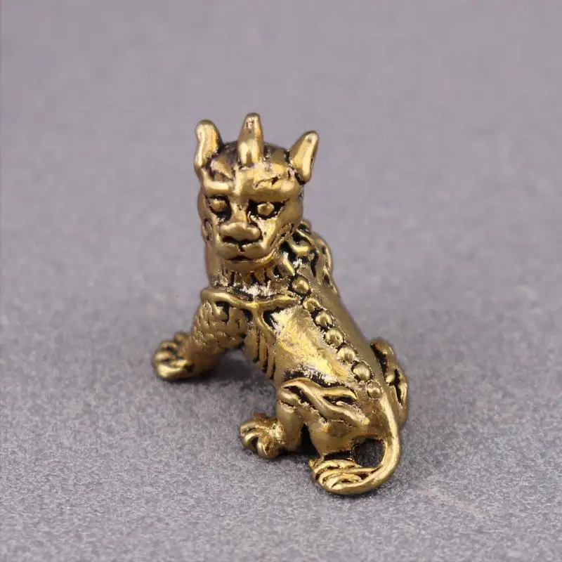Brass Three-Dimensional Divine Beast Ksitigarbha Mount Small Auspicious Beast Ornament Collectible Tea Pet Ornaments