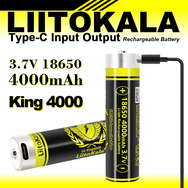 1-30pcs LiitoKala USB KING4000 Type-C 18650 3.7V Rechargeable Li-ion Battery for Flashlight Microphone Fan Electric Razor