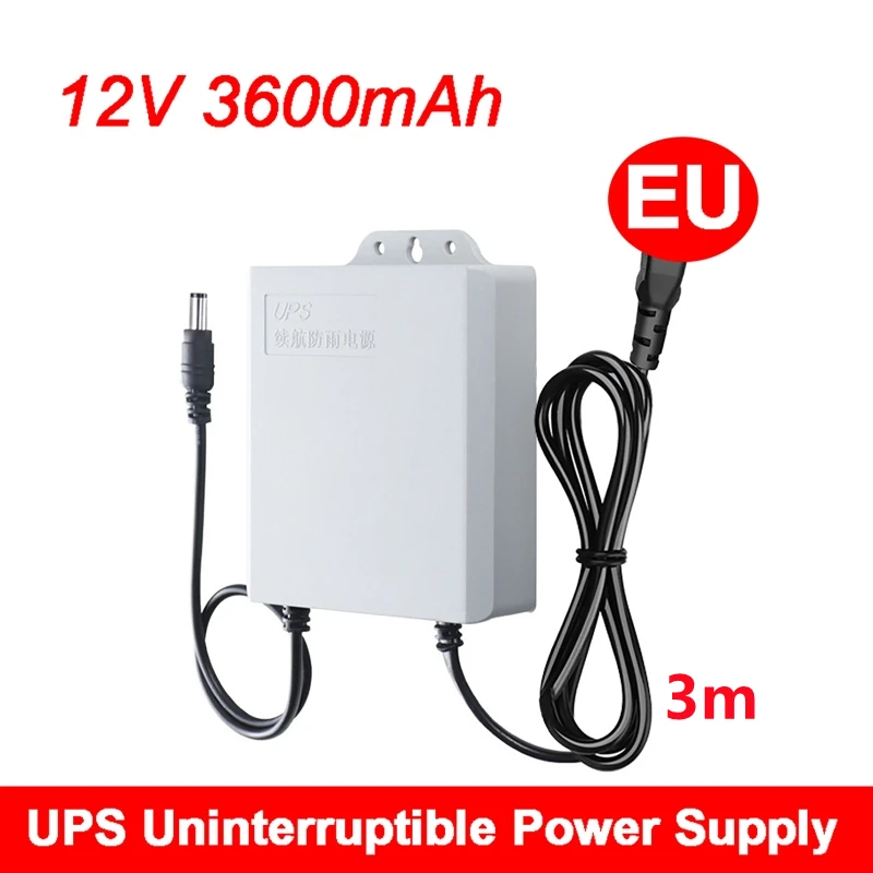 UPS Backup Battery Power Adapter Waterproof IP65 DC12V 2A 1.5A For CCTV Camera For Home Security Camera High Durability