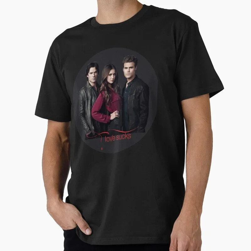 Retro The Vampire Salvatore Brothers, Damon and Stefan, Elena Gilbert, Mystic Falls Graphic T‑Shirt TV Show Fan Gift Unisex Tee