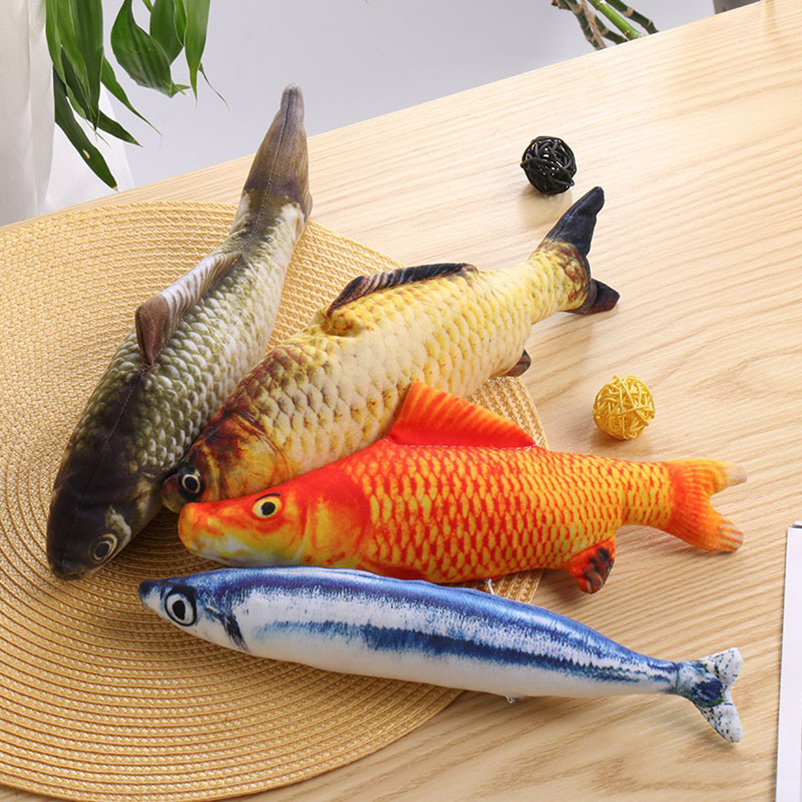  Hot sale of cat-teasing toys simulation fish tear-teasing cat chew plush toys fish cat supplies Pet supplies 