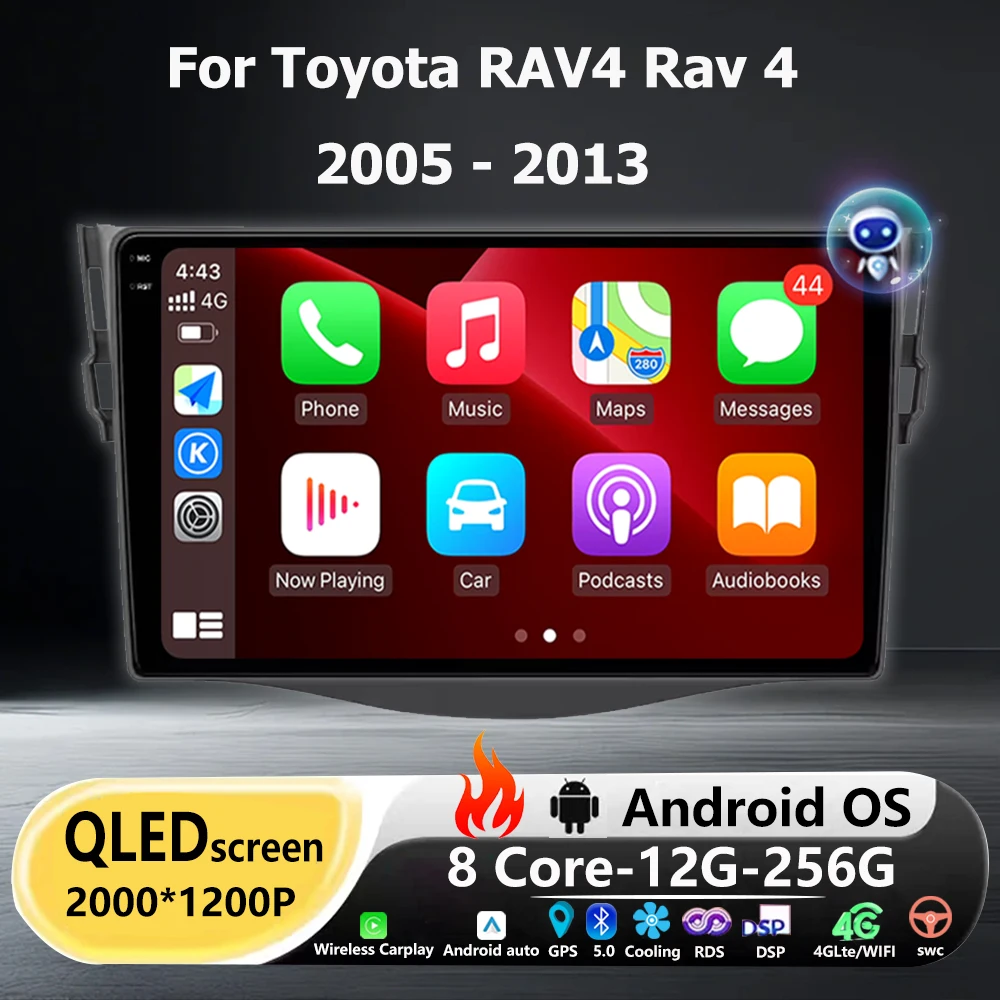 

9'' For Toyota RAV4 Rav 4 2005 - 2013 Android 16 Carplay Car Radio Multimedia GPS Navigation video Stereo 4G WIFI BT DSP No 2din
