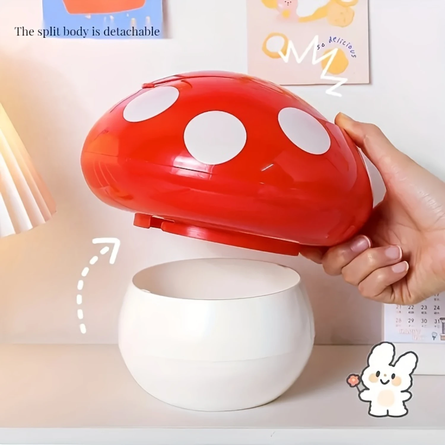 Mushroom Desktop Organizer - Compact, Versatile Plastic Trash Can & Decor, Modern Style  Solution