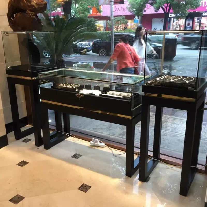 Jewelry Display Cabinet Retro Solid Wood Jewelry Antique Jade Museum Exhibition Hall Souvenir Counter