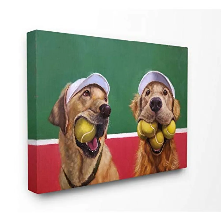 

Mouth Full Tennis Ball Retriever Dogs Painting Stretched Canvas Wall Art 30x40 Multi-Color Home Decor Collection