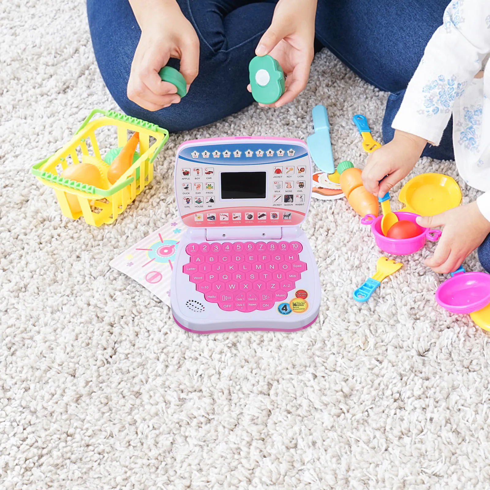 

Simulation Kids Laptop Early Education Machine with LED Screen Learning Computer Music Feature for Toddlers Ages 1-7 Portable