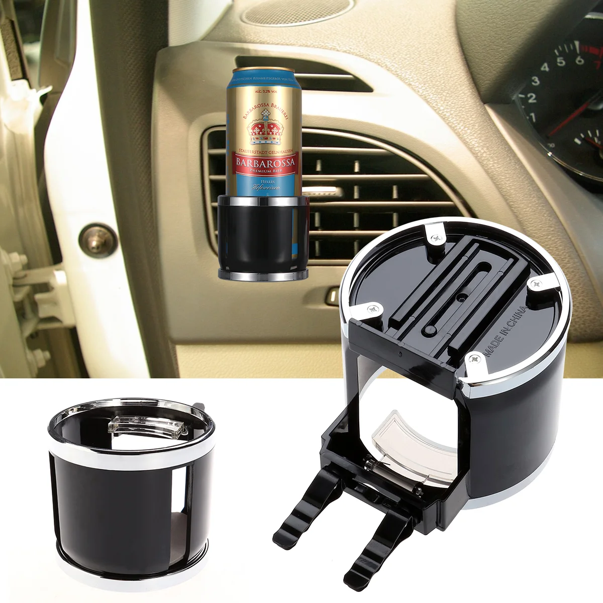 

Drink & Phone Clip-on Holder Car Air Vent Mount Drink Water Coffee Cup Bottle Insert with Adjust Size For Vehicle Automobile