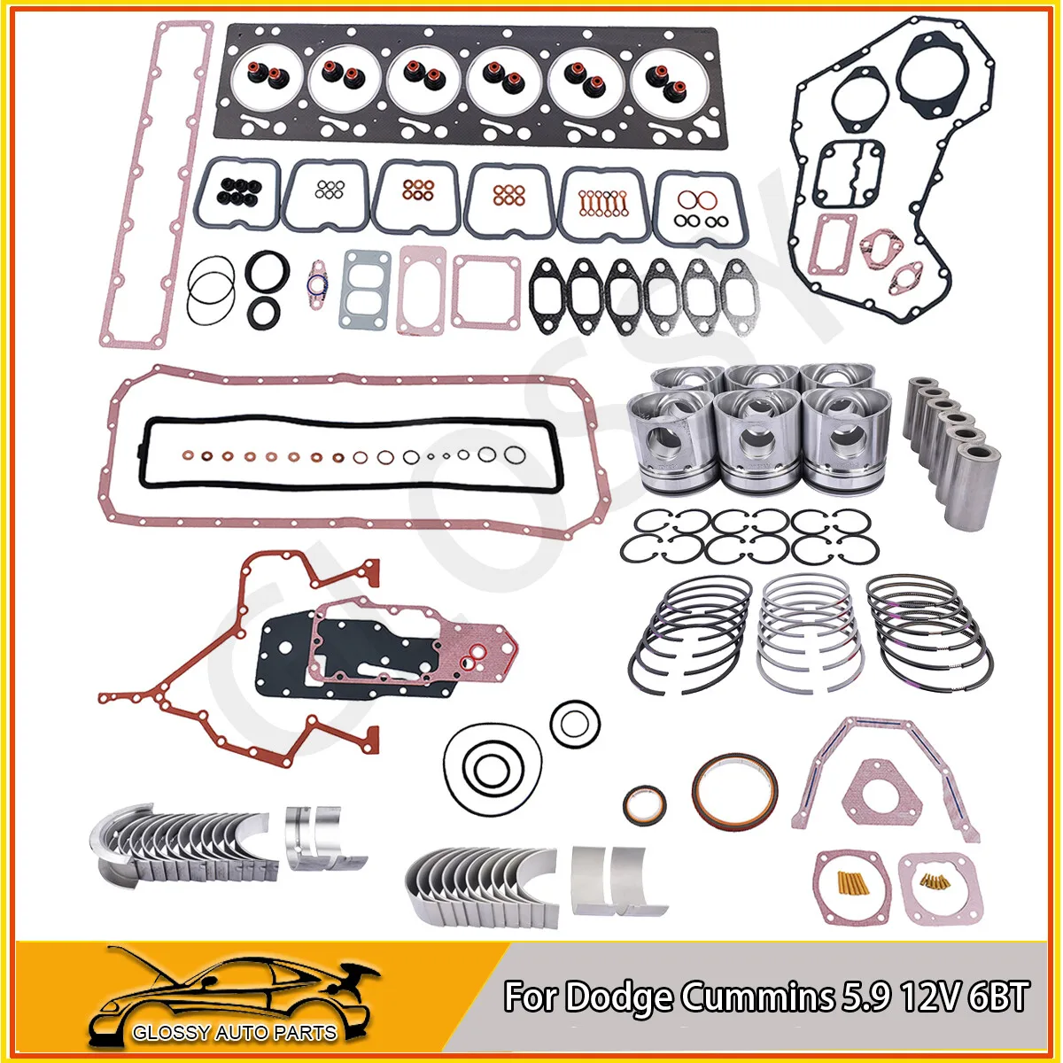 AP01 Complete Rebuild Kit Standard Bowl Piston For 1994-1998 Dodge Cummins 5.9L 12V 6BT 3928673 3902421 3934047