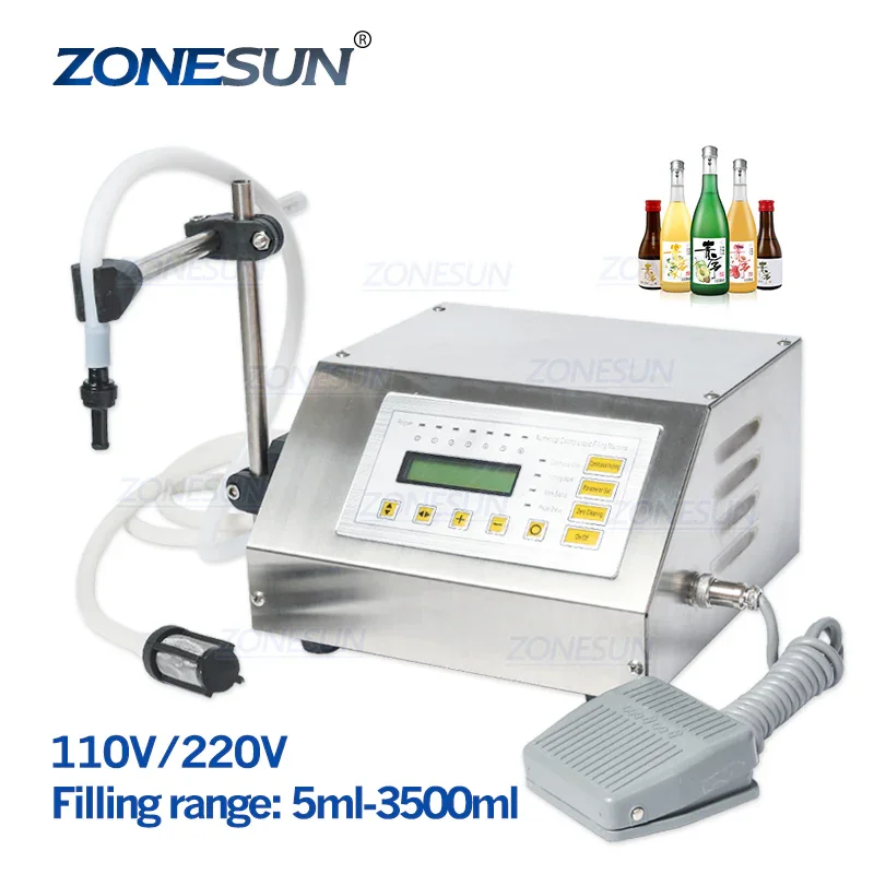 

SHIP FROM USA TO USA WITHOUT TAX ZONESUN ZS-GFK160 Digital Control Liquid Filling Machine 5-3500ml Beverage Small Bottle Filler