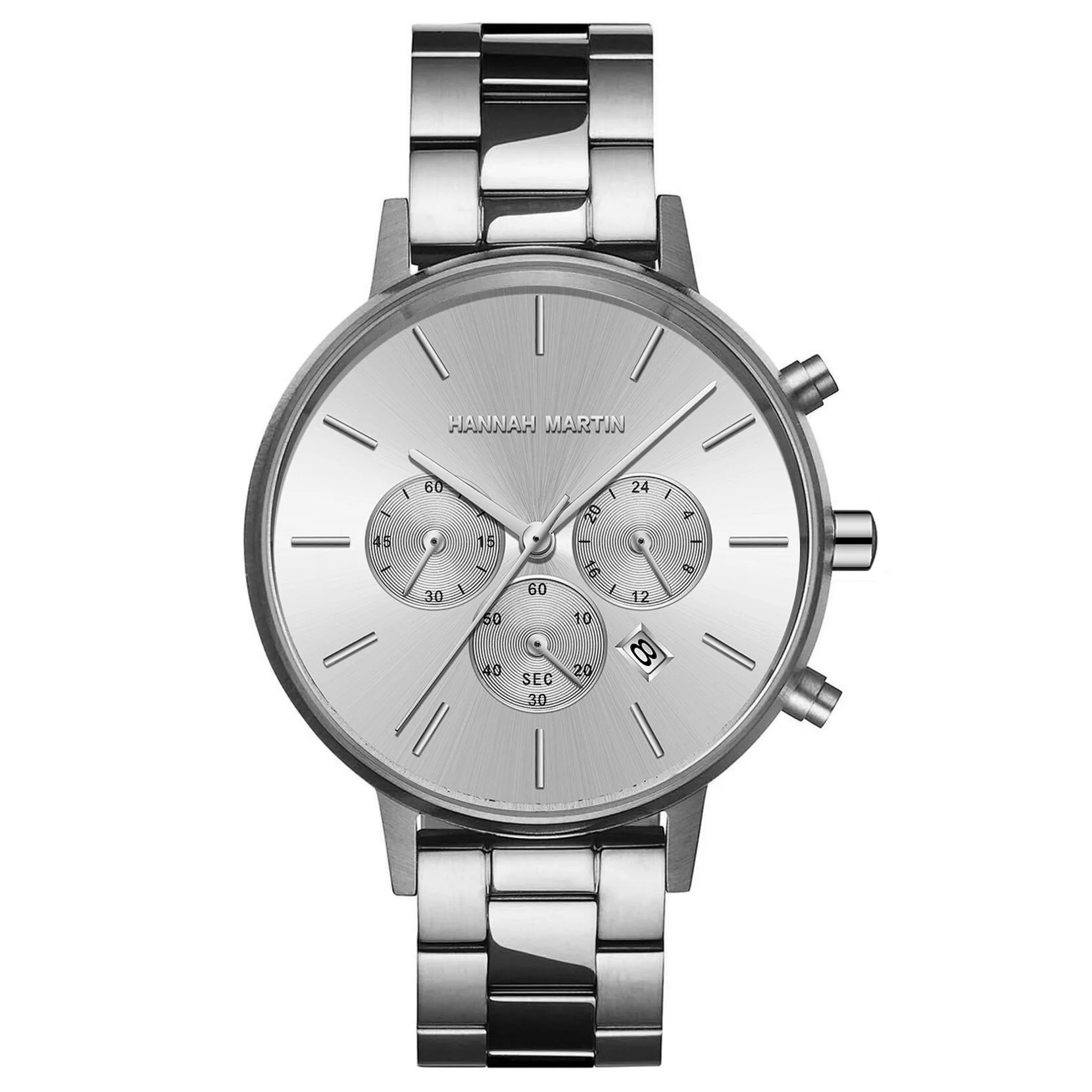 Модные женские часы, многофункциональный хронограф с застежкой-бабочкой, водонепроницаемый ремешок из нержавеющей стали, женские наручные часы