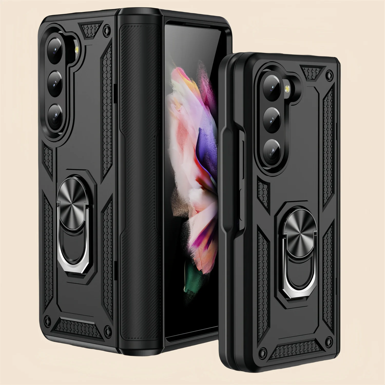 for Samsung Z Fold 6 Folding Design Hinge Protective Case for Samsung Galaxy Z Fold 6 5G Fold6 Ring Kickstand Phone Accessories