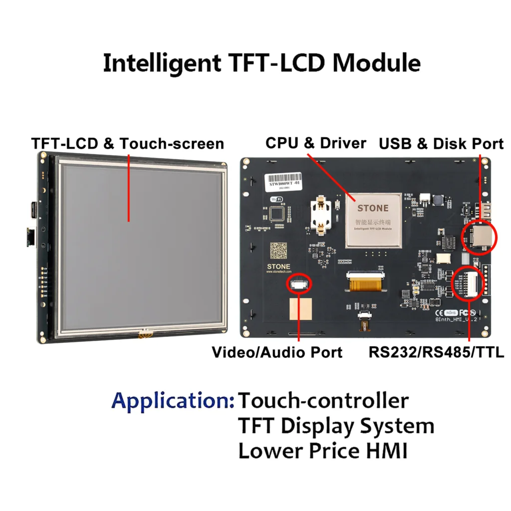 Módulo inteligente de 8 polegadas TFT-LCD, módulo do monitor do lcd de 8 polegadas para o uso industrial