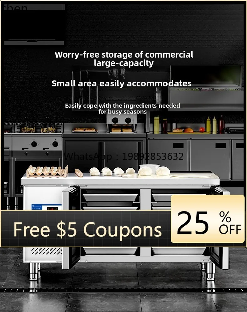 

Air Cooled Commercial Workbench Baking Pan Refrigerator Plug-in Freezer Horizontal Baking Console Freezer