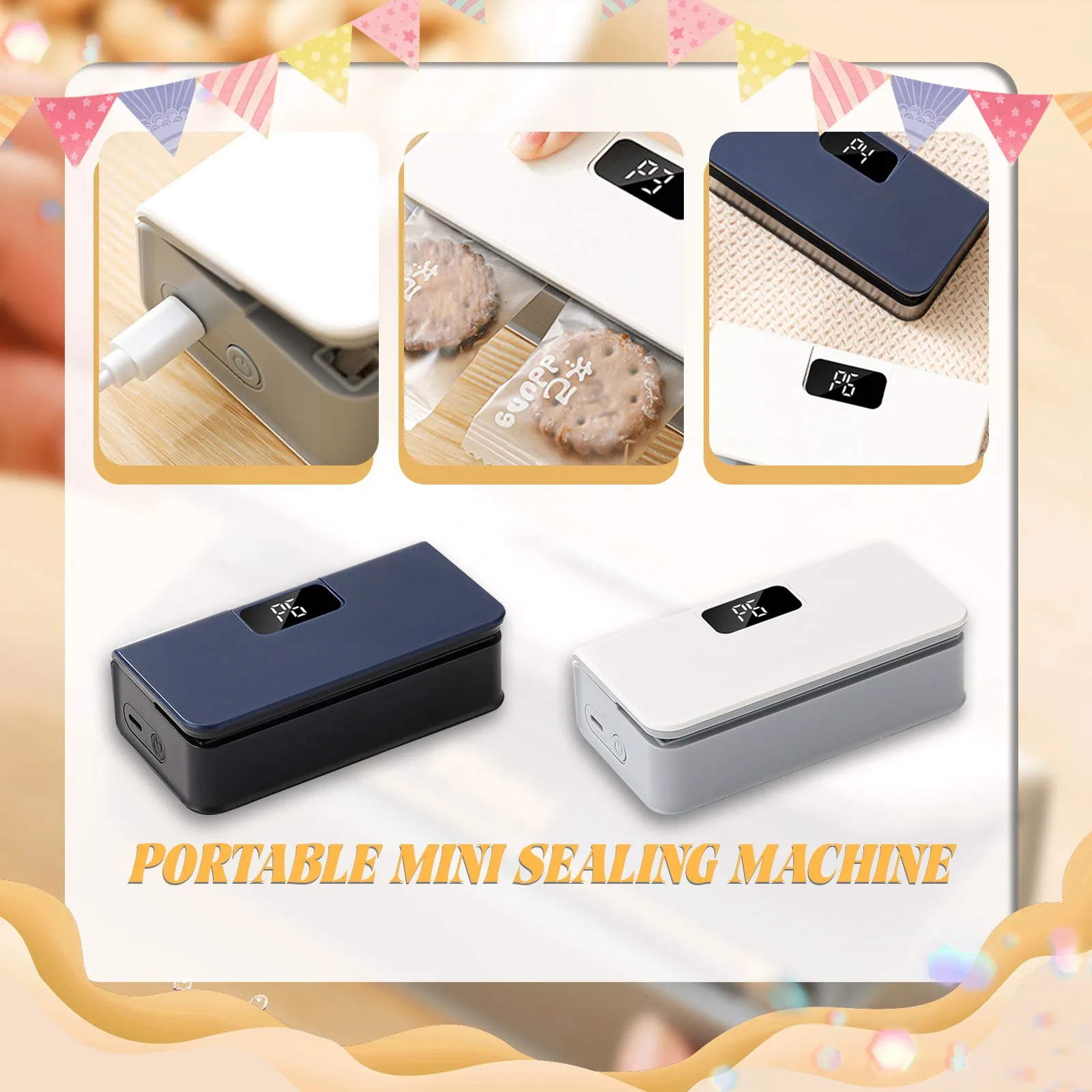 Mini Compact Electric Sealer Quick Heat Seal Rechargeable Sealer Hand Pressure Portable Food Storage Freshness Machine