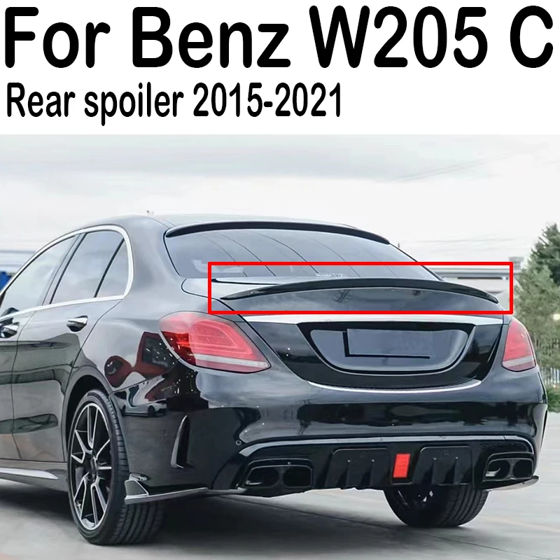 

Спойлер для Mercedes Benz C-Class sedan W205 2015-2021 C180 C200 C260 C300 AMG PSM, модифицированные Гладкие Черные автомобильные крылья из углеродного волокна