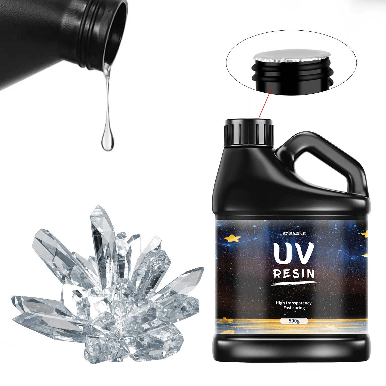 250/500/1000g UV Resin Glue Pot Epoxy Resin And UV Lamp High Transparency Fast Drying And High Hardness For DIY Jewelry Making