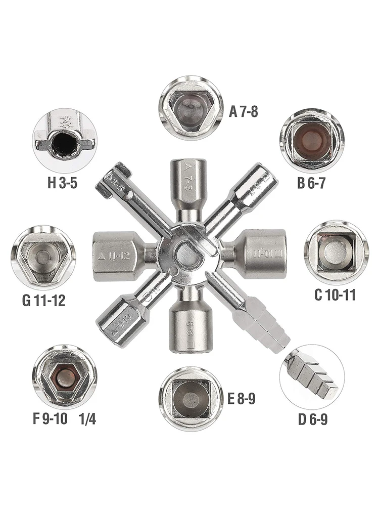10 in 1 Multifunction Cross Switch Square Key Wrench Alloy Universal Triangle For Elevator Electrical Cupboard Box Train Cabinet
