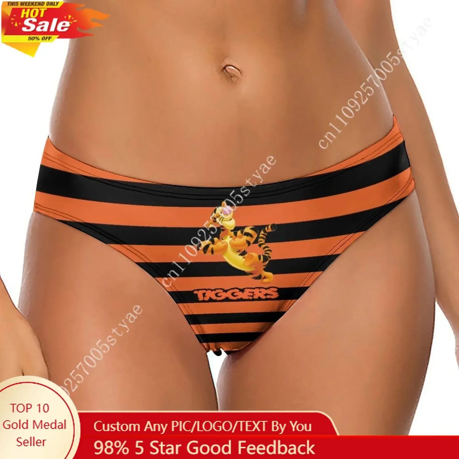 

Tigger Underpants Disney Cartoon Custom Soft Women Underwear Pure Cotton Comfortable Briefs Design Your Photo Text Logo Thong