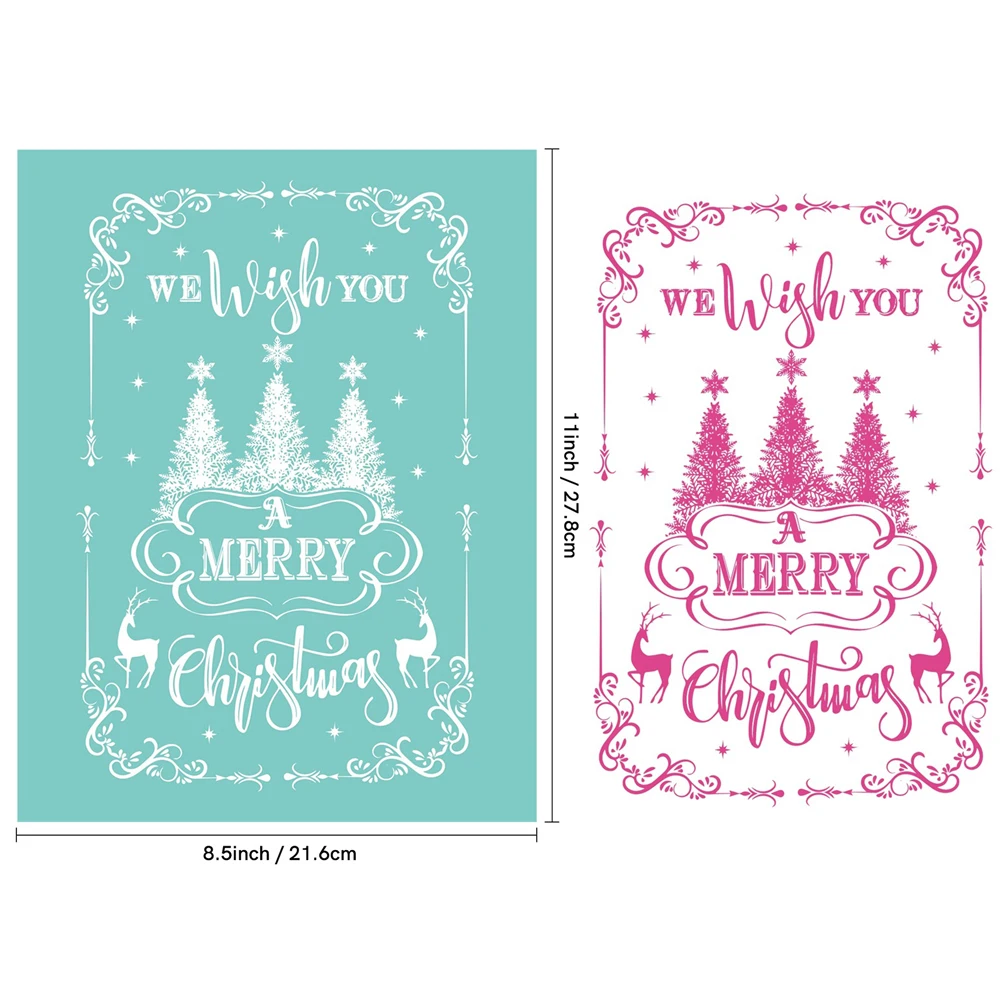 Happy Fall Winter Holidays Reusable Self-Adhesive Silk Screen Stencil for Polymer Clay DIY T-Shirt Jewelry Craft Home Decoration
