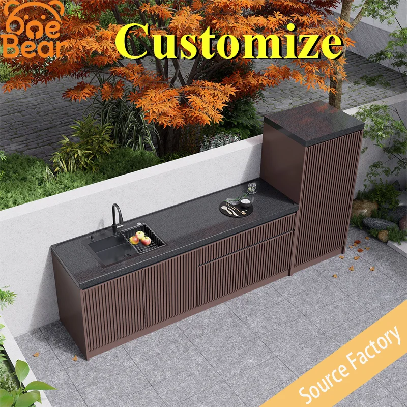 Customizable Outdoor Marble Countertops, Aluminum Alloy Storage Cabinets, Stone Washbasins, and Courtyard Island Units.