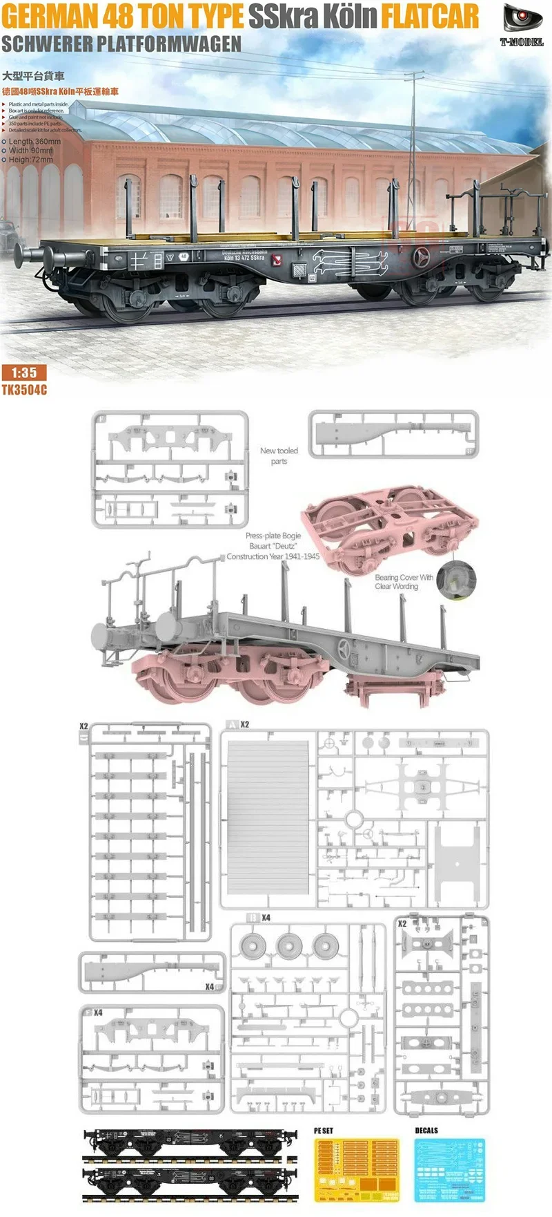 T-MODEL assembly model kit TK-3504C 48 ton flatbed transport truck 1/35