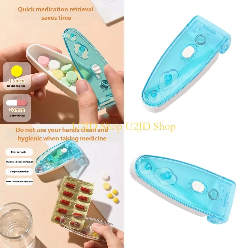 U2JD Pills Splitter with Builts In Storage Compartment Preventing Pills Loss Convenient for Frequent Medication Users Office