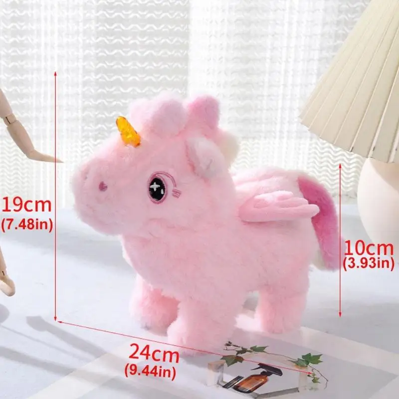 لعبة حيوانات قطيفة كهربائية للأطفال الصغار، حيوانات محشوة مع صوت ضوء LED، هدية عيد ميلاد تفاعلية للأطفال A2UB