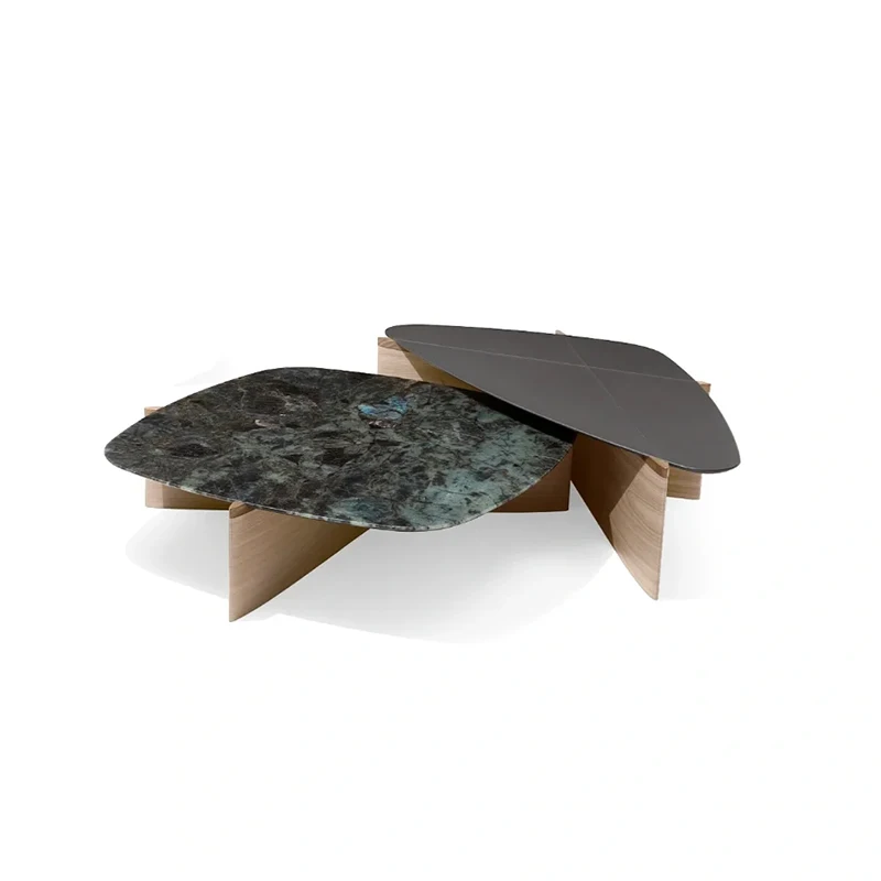 2 Type New Edge Coffee Tables With Solid Wood Smart Coffee Table Living Room Furniture Outdoor Tables With Metal Modern Design