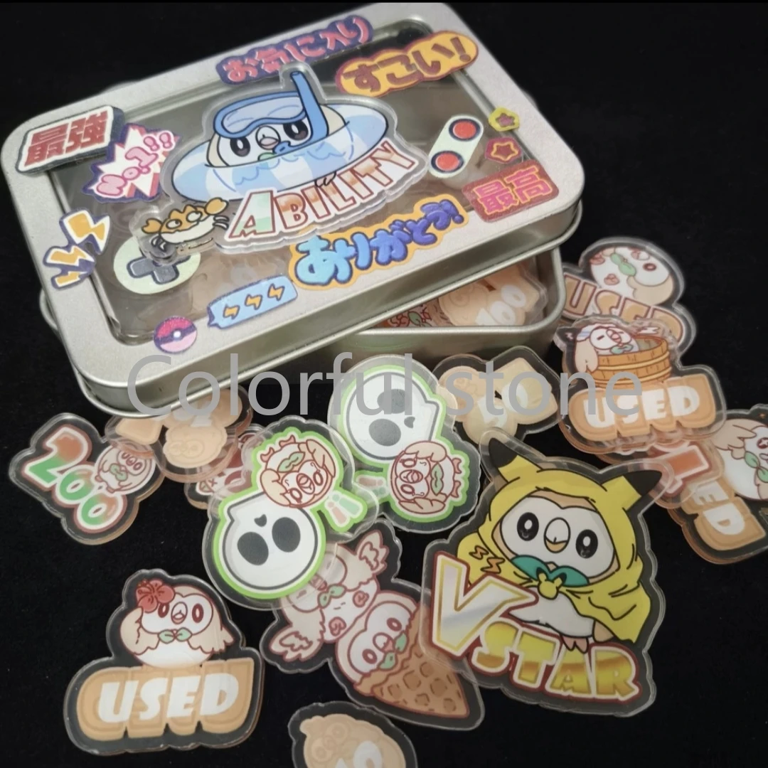 PTCG Pokemon Match puntuación contador de daños indicador de daños Rowlet tablero usado Vstar Borad juego de rol juguete de regalo acrílico