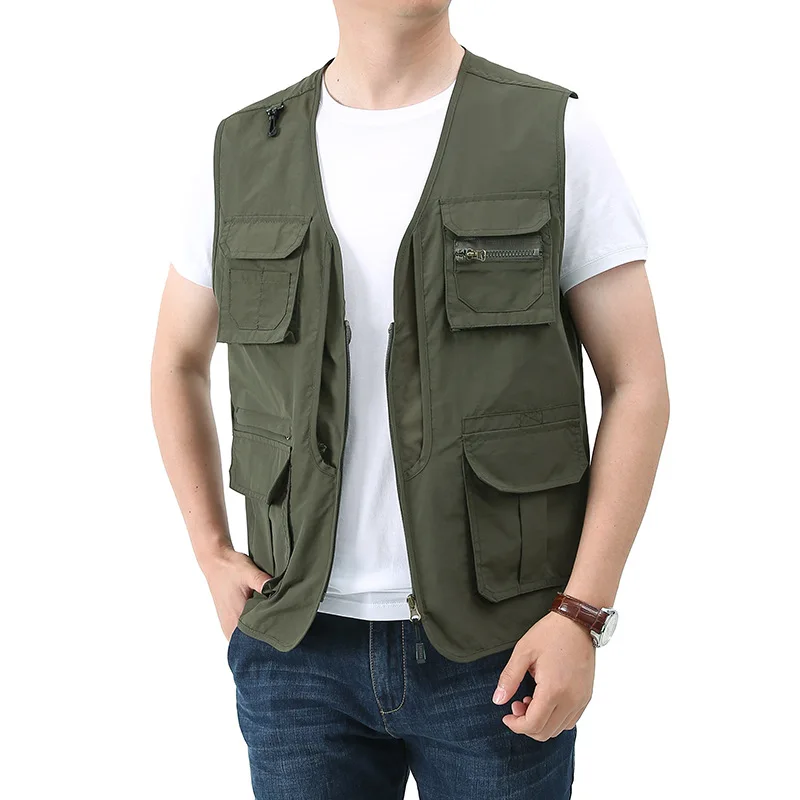 

Quality Summer Back Detachable Outdoor Work Vest Men's Casual Multi-pocket Breathable Thin Fishing Photography Waistcoat Boys