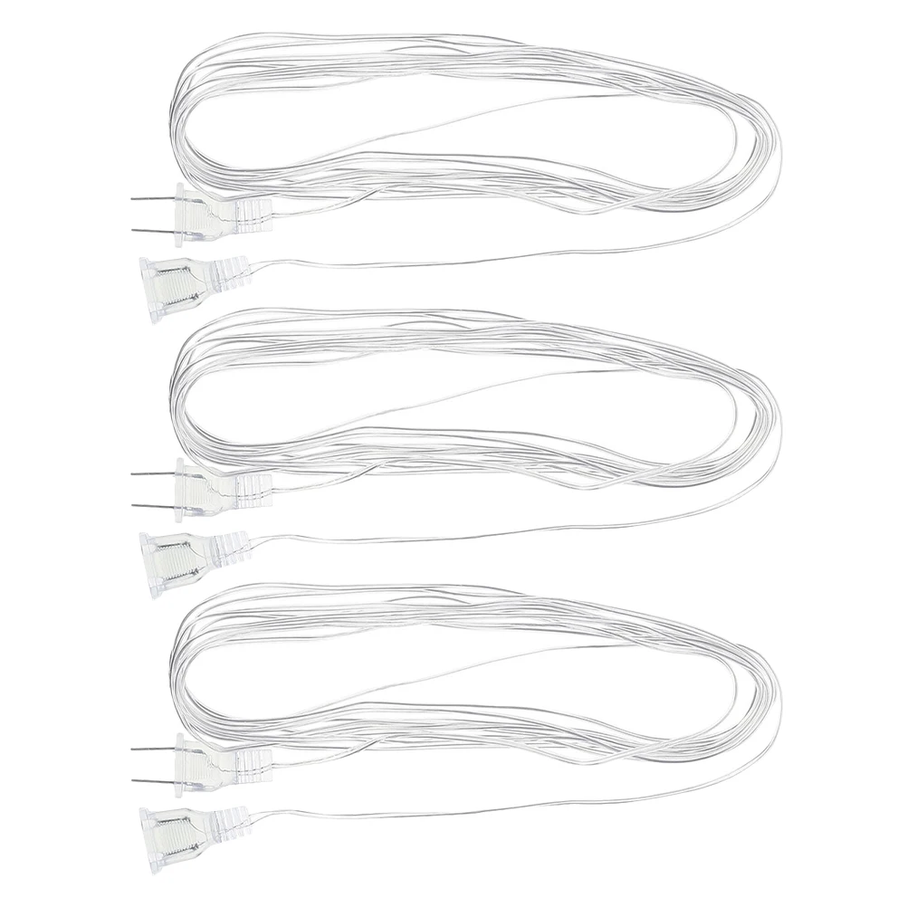 

3pcs LED Compatible Curtain Lights Outdoor Extension Cord PVC Material DIY Decor Light Extension Cord Plug Wire