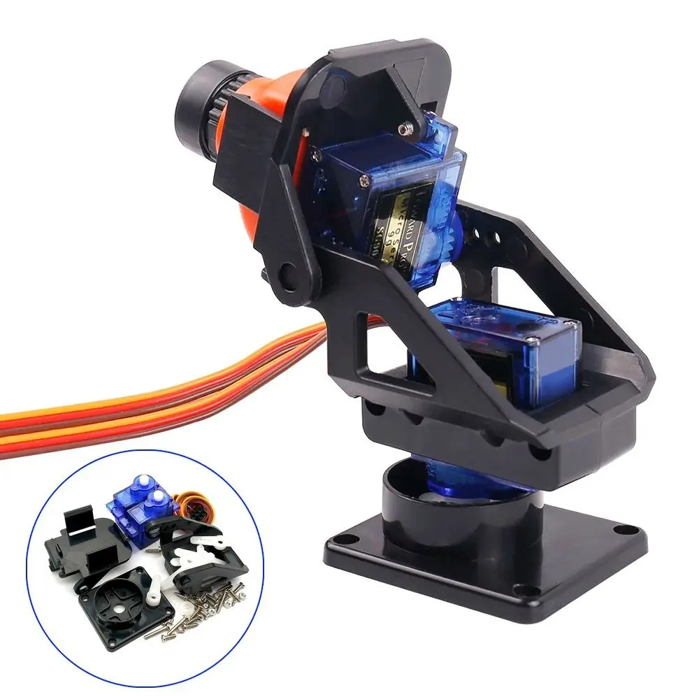 1Sets Rc Plane Parts Steering Gear Pan Tilt SG90 MG90s 9g Ultrasonic Aerial Model Two Axis PTZ Camera Mount PTZ with 2 Servo