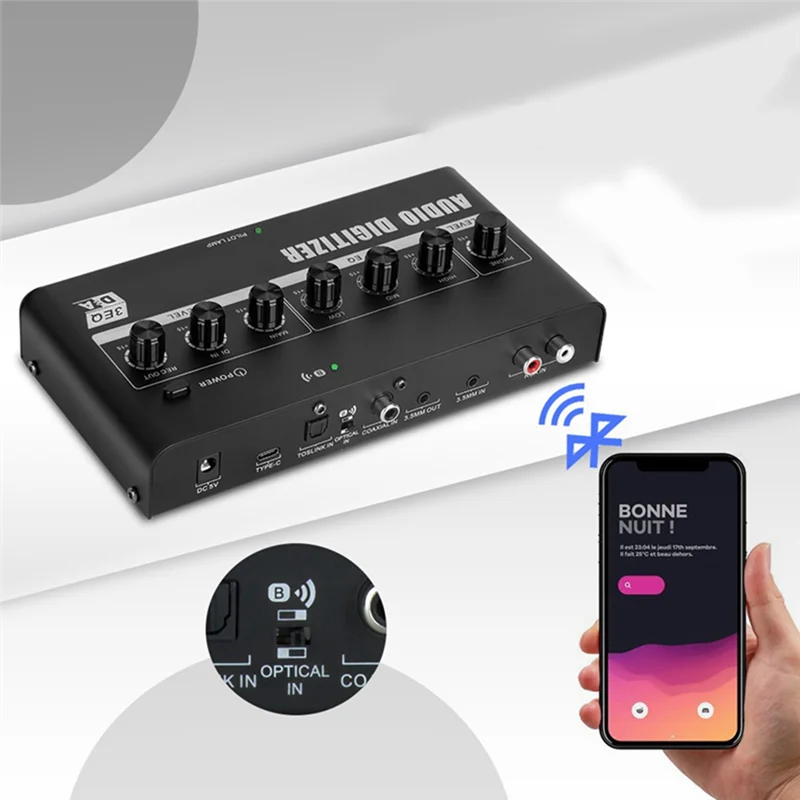 AY14 -Digital To Analog Audio Converter Type-C /Bluetooth/Optical Fiber/Coaxial Connection Audio Amplifier Live Tuning