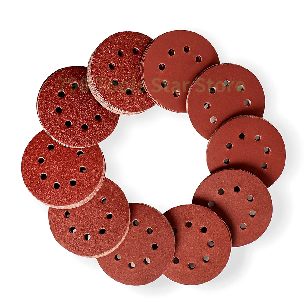 

100PCS 5 Inch 8 Hole Sanding Discs, 40-1000 Grits Hook&Loop Abrasive Sanderpaper For Random Orbital Sander Abrasive Sheets Tools