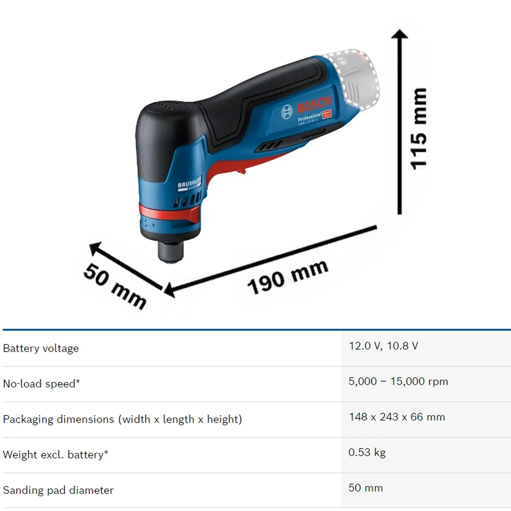 Bosch GWG12V-50S Professional 12V Brushless Rotary Grinder Variable Speed Deburring Sanding Polishing Machine