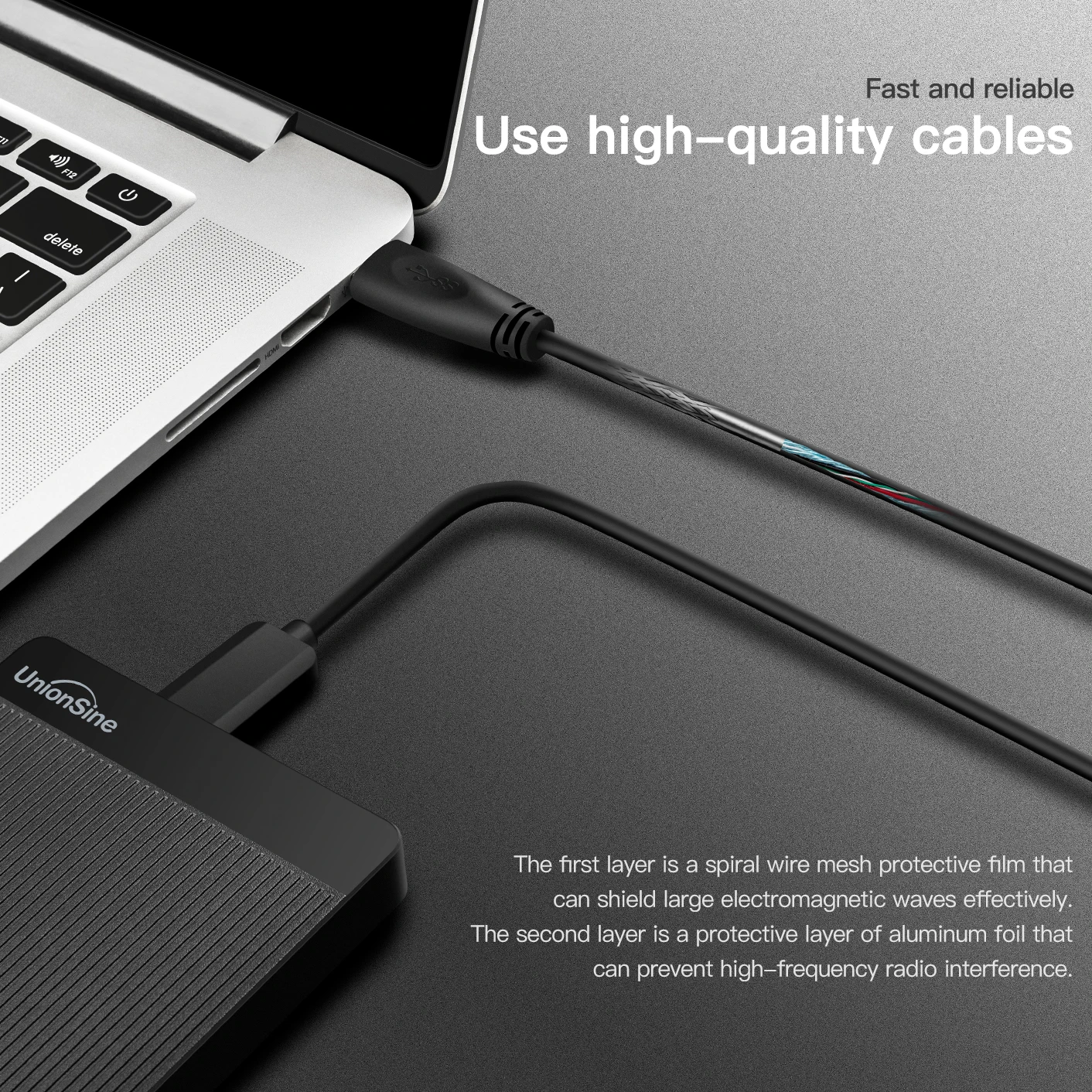 ‌ 【شحن سريع】قرص صلب خارجي UnionSine سعة 500 جيجابايت USB3.0 محمول للكمبيوتر الشخصي/Mac/سطح المكتب/MacBook، وحدة تخزين عالية السرعة ‌