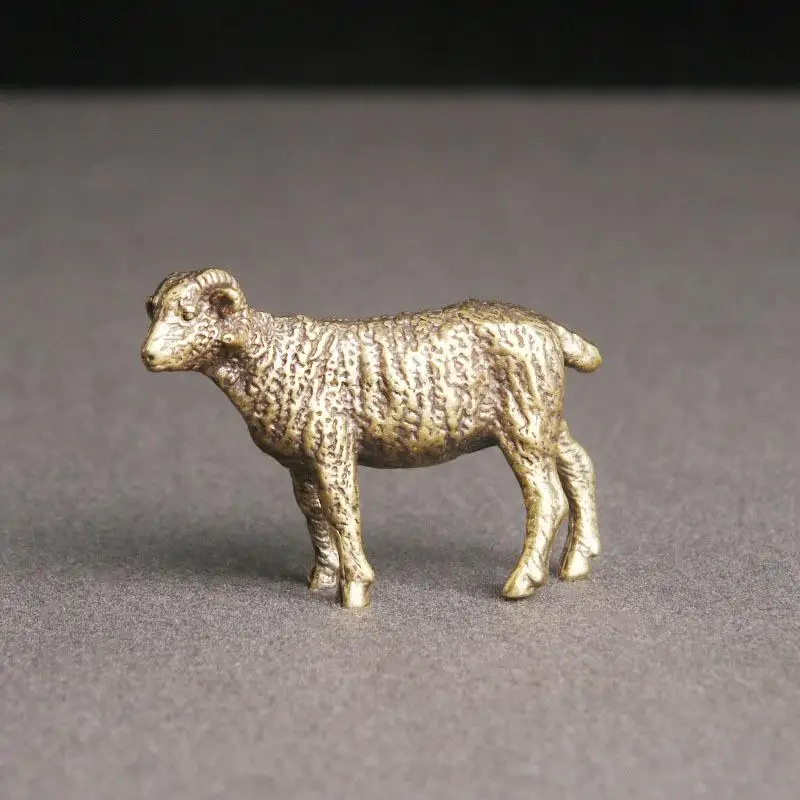 Vintage Copper Sheep Desktop Ornament Old Bronze Ware Blessing Decor for Office Desk Entryway Tabletop Gift