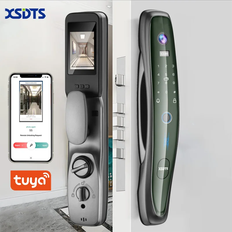 Imagem -02 - Tuya Smart Door Lock com Câmera de Vigilância Wi-fi sem Fio Impressão Digital Senha App Desbloqueio Fechaduras Eletrônicas Digitais