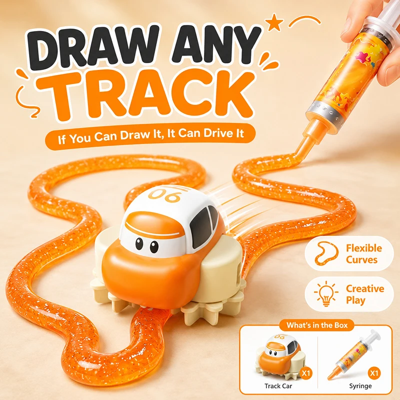 DIY Track Car Crystal Mud Drawing Variable Route Electric Rail Vehicle Creative Interactive Educational Toy Kid Birthday Gifts