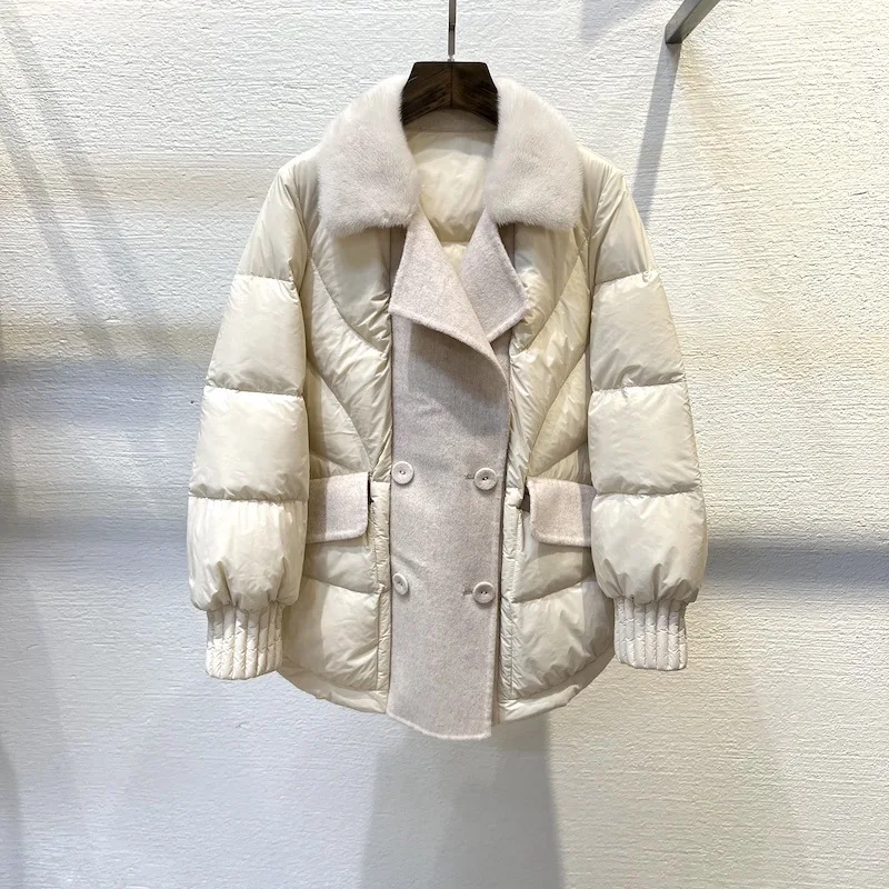 2025 ملابس نسائية موضة فضفاضة مرقعة سترة المنك خريف شتاء جديد 1105 #2