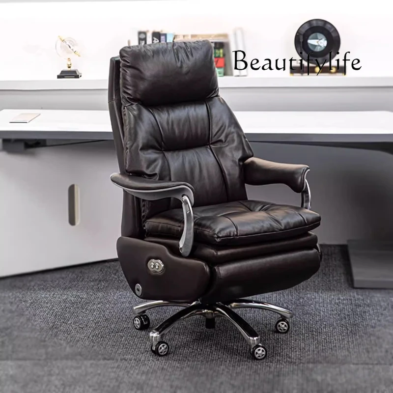 Leather Electric Chair Footrest Lift Rotatable Nordic Lazy Designer Adult Aesthetics Chair Wheels Luxury Bureau Meuble Furniture