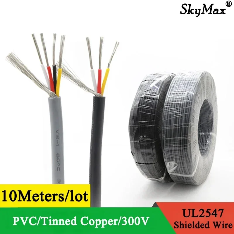 

10M 30 28 26 24 22 20 18 AWG UL2547 Shielded Wire Channel Audio 2 3 4 5 6 7 8 Cores Headphone Control Copper Signal Cable